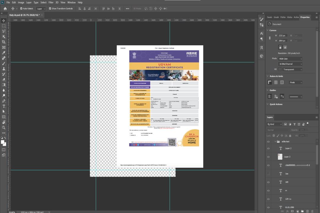 Modèle Word et PDF de certificat d'enregistrement India Udyam, version 5 template